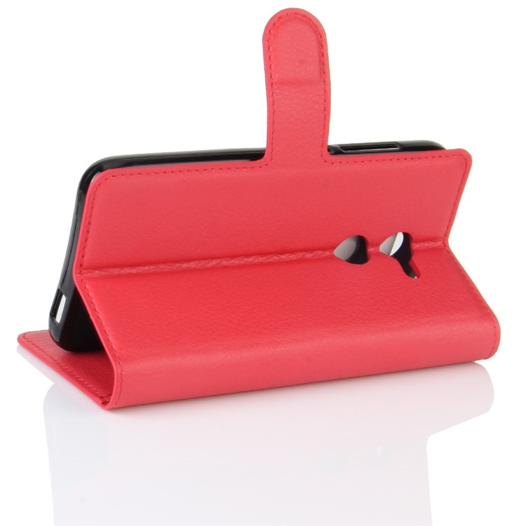 Lychee Skin Wallet Leather Mobile Phone Case for Alcatel A3 - Red-5
