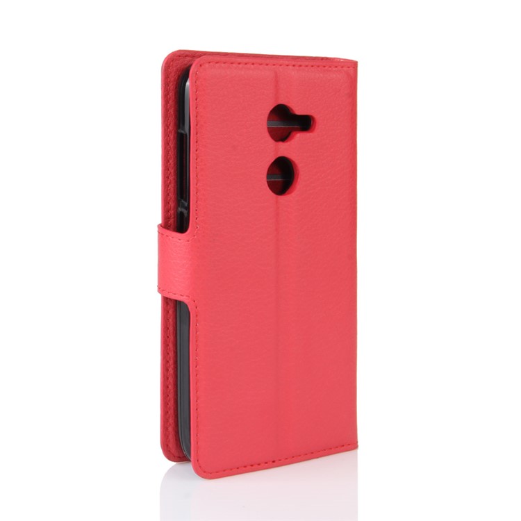 Lychee Skin Wallet Leather Mobile Phone Case for Alcatel A3 - Red-6