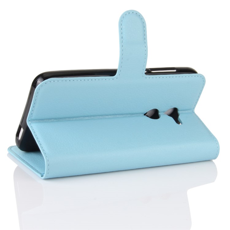 Lychee Skin Wallet Leather Cover Case for Alcatel A3 - Baby Blue-5