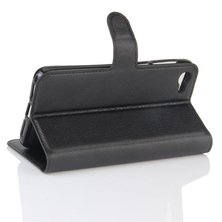 Litchi Skin Wallet Leather Stand Case for Alcatel A5 LED - Black-5