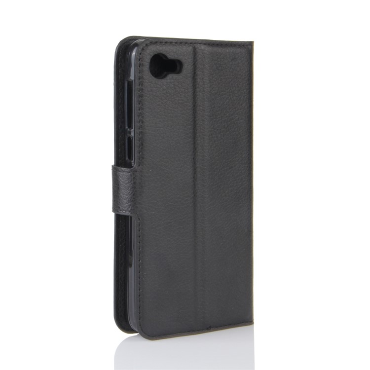 Litchi Skin Wallet Leather Stand Case for Alcatel A5 LED - Black-6