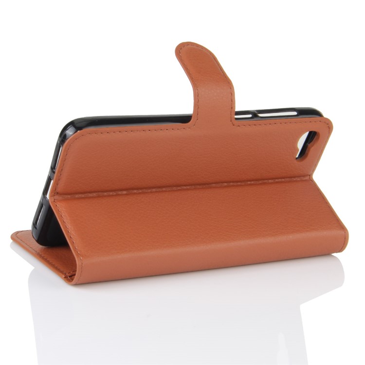 Litchi Skin Magnetic Leather Stand Case for Alcatel A5 LED - Brown-5