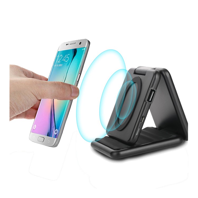 SMAMAO Foldable QI Wireless Power Bank Charging Pad 5000mAh for Samsung S7 / S6 etc. - Black-1