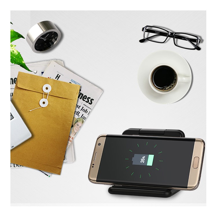 SMAMAO Foldable QI Wireless Power Bank Charging Pad 5000mAh for Samsung S7 / S6 etc. - Black-2