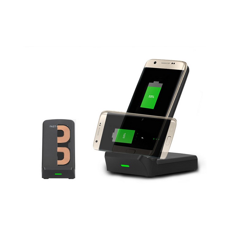 SMAMAO Q750 2-Coil Qi Wireless Charging Stand with Cooling Fan for Samsung Galaxy S8/S7 Etc - Black-4