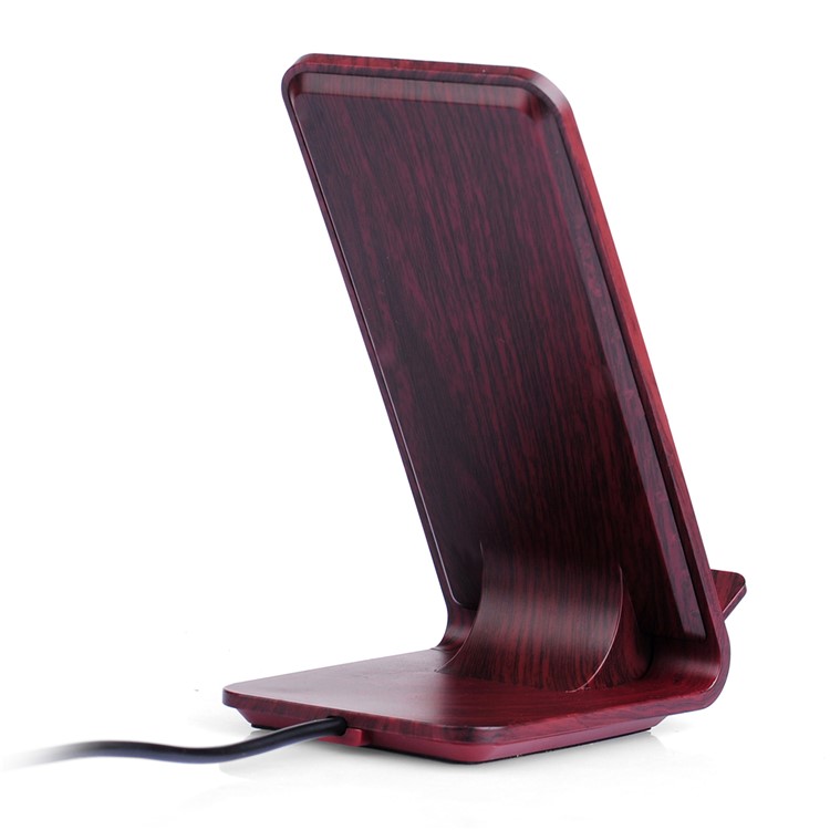A8 10W Fast Charge Qi Wireless Charging Charger Stand Wooden for iPhone 8/8 Plus/Samsung Galaxy S8/S7/S6 Etc - Wine Red-7