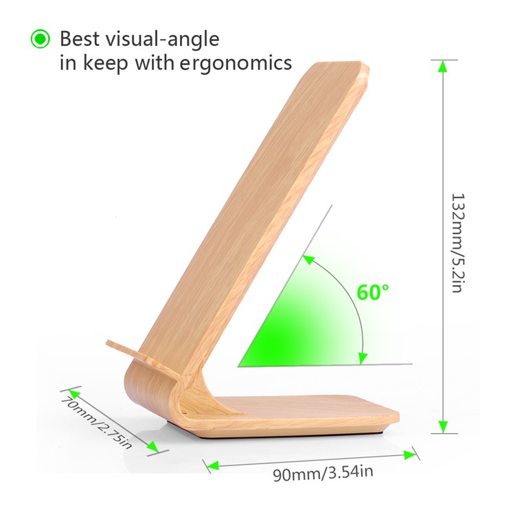 A8 Holz 10 Watt Schnelle Ladung Qi Drahtlose Lade Pad Stehen Für Iphone 8/8 Plus / Samsung Galaxy S8 / S7 / S6 Etc - Beige-4