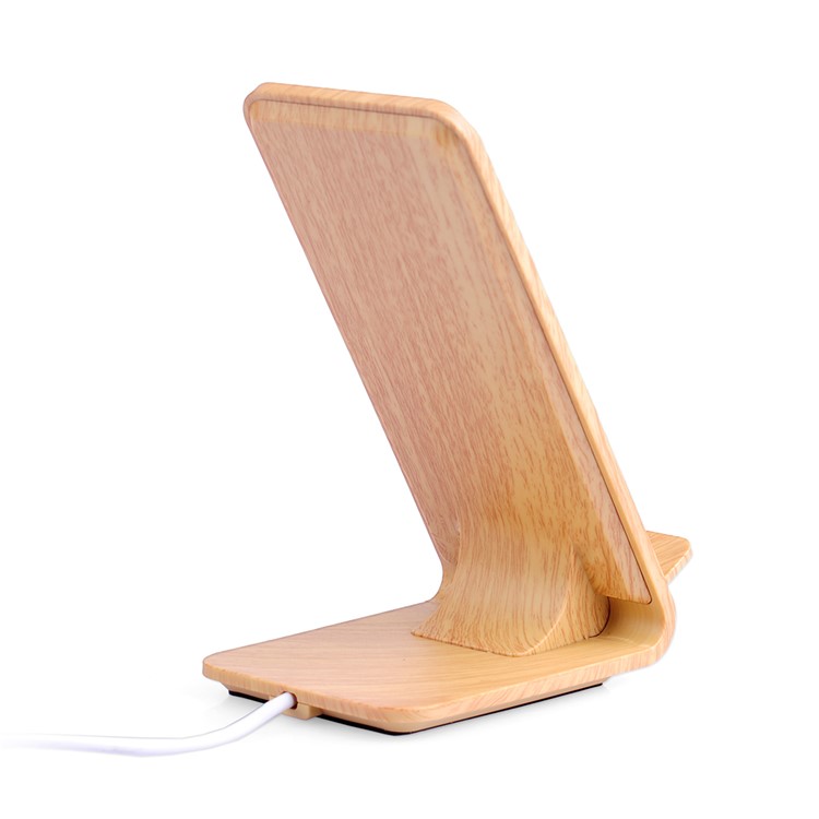 A8 Holz 10 Watt Schnelle Ladung Qi Drahtlose Lade Pad Stehen Für Iphone 8/8 Plus / Samsung Galaxy S8 / S7 / S6 Etc - Beige-6