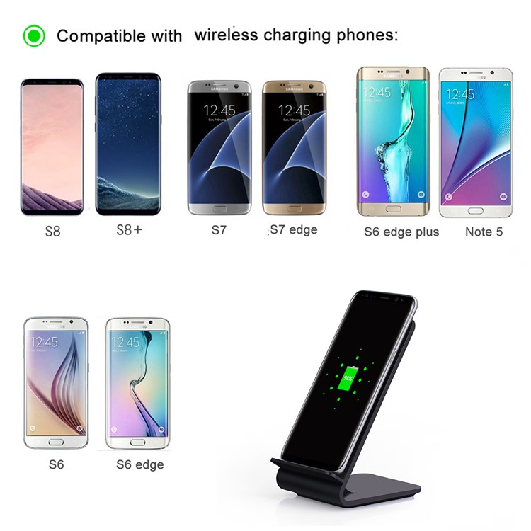 YOLIKE A8 Plastic Fast Wireless Charger for Samsung Galaxy S8/S7/S6 Etc - Black-6