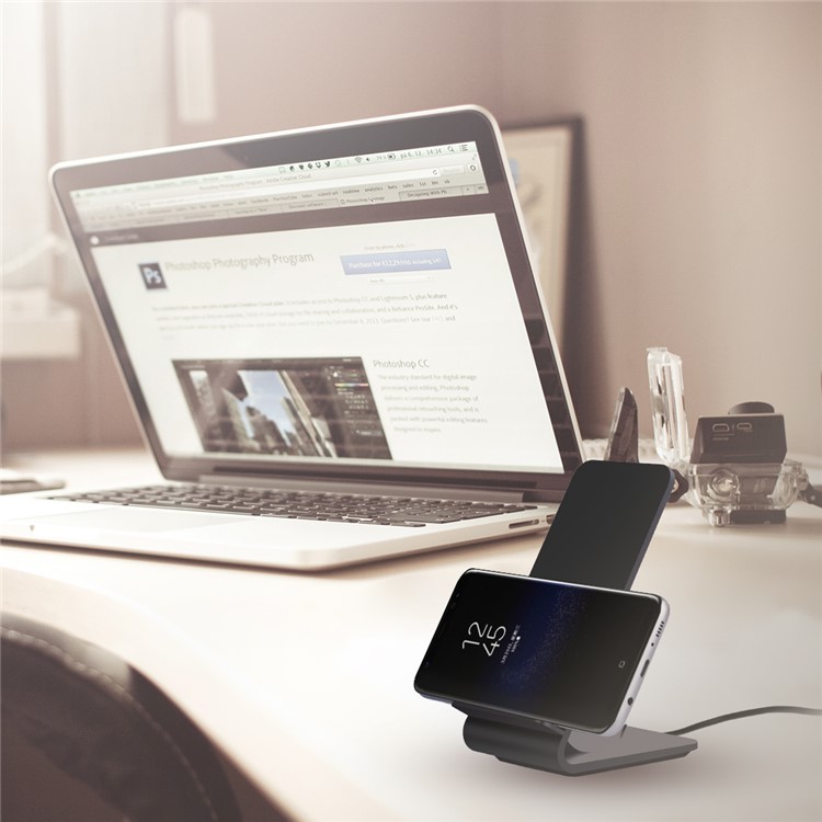 YOLIKE A8 Plastic Fast Wireless Charger for Samsung Galaxy S8/S7/S6 Etc - Black-8