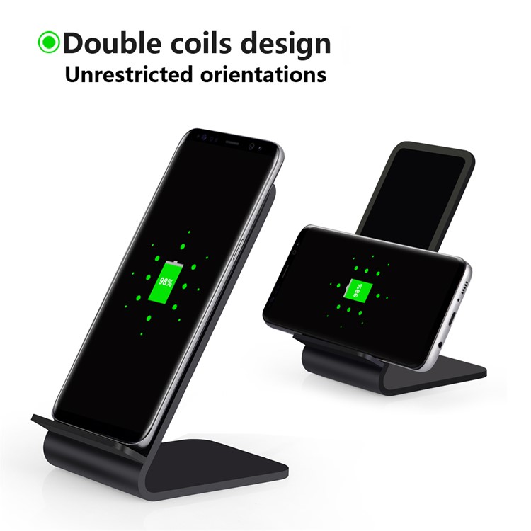 YOLIKE A8 Aluminum Alloy 10W Fast Charge Qi Wireless Charging Pad Stand for Samsung Galaxy S8/S7/S6 Etc - Black-1