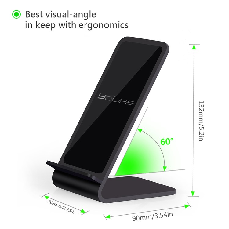 YOLIKE A8 Aluminum Alloy 10W Fast Charge Qi Wireless Charging Pad Stand for Samsung Galaxy S8/S7/S6 Etc - Black-4