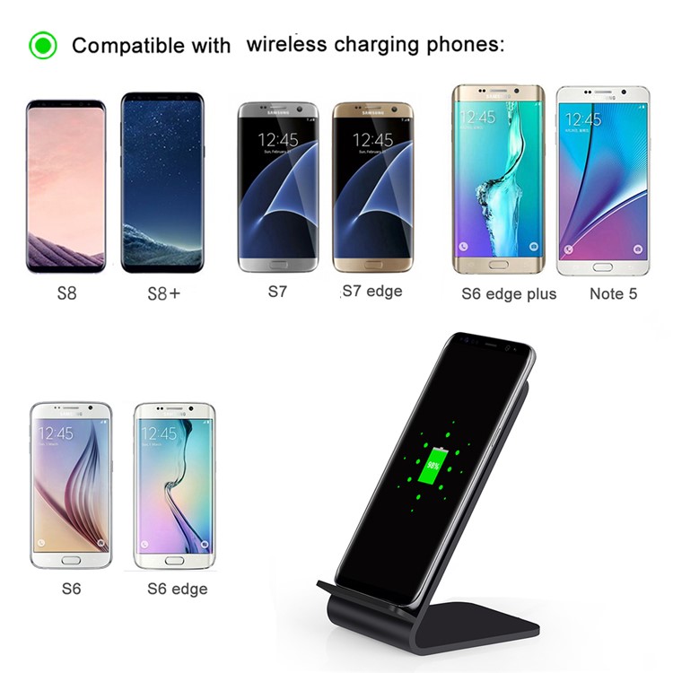 YOLIKE A8 Aluminum Alloy 10W Fast Charge Qi Wireless Charging Pad Stand for Samsung Galaxy S8/S7/S6 Etc - Black-5