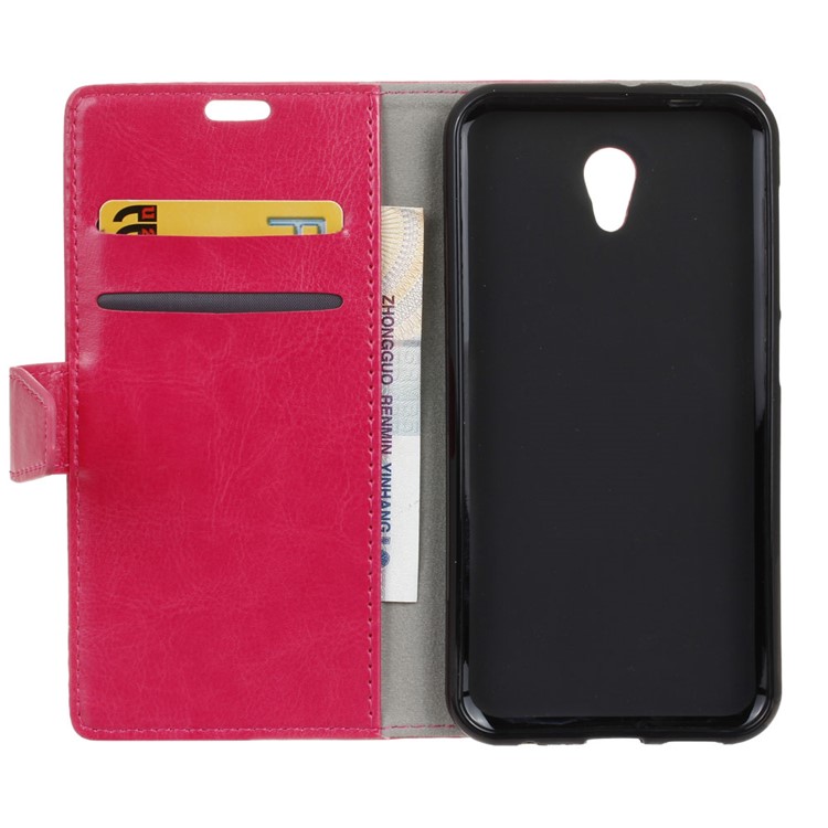 Crazy Horse Wallet Leather Protective Case for Alcatel U5 (4G Version) - Rose-5
