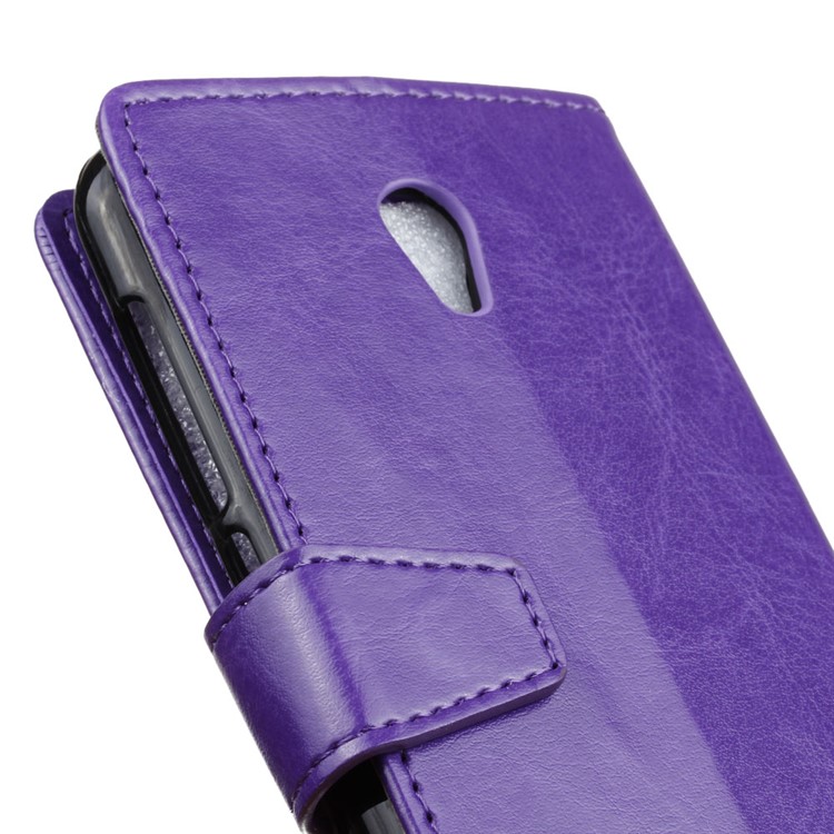 Crazy Horse Magnetic Leather Stand Cover for Alcatel U5 (4G Version) - Purple-4