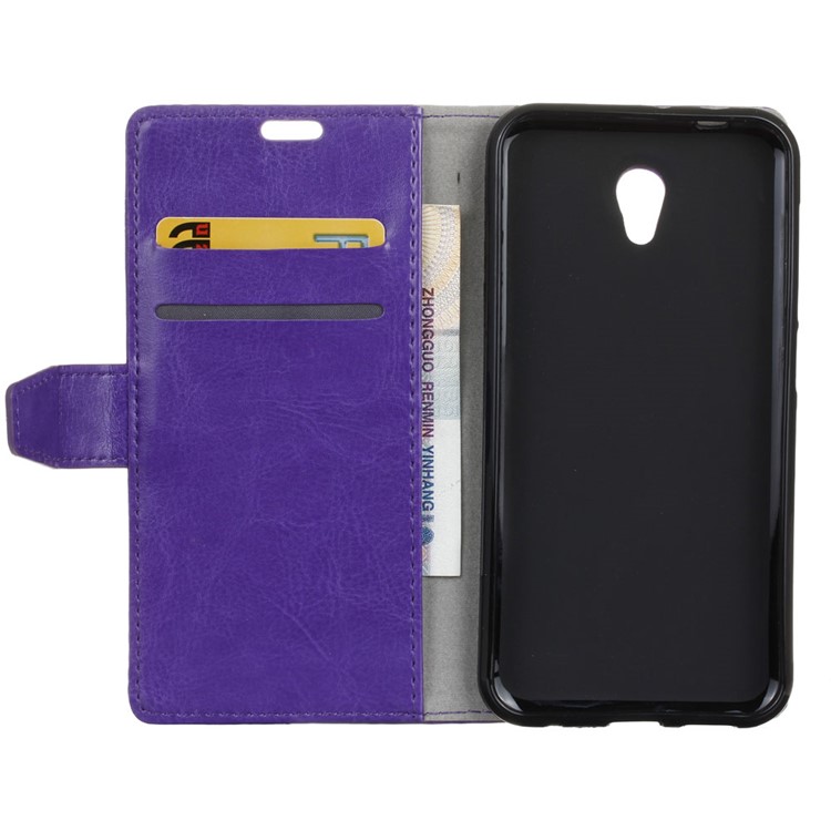 Crazy Horse Magnetic Leather Stand Cover for Alcatel U5 (4G Version) - Purple-5