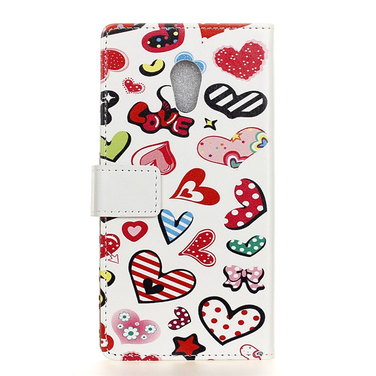 Pattern Printing Wallet Leather Phone Casing for Alcatel U5 (4G Version) - Lovely Hearts-2