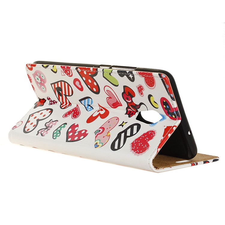 Pattern Printing Wallet Leather Phone Casing for Alcatel U5 (4G Version) - Lovely Hearts-4
