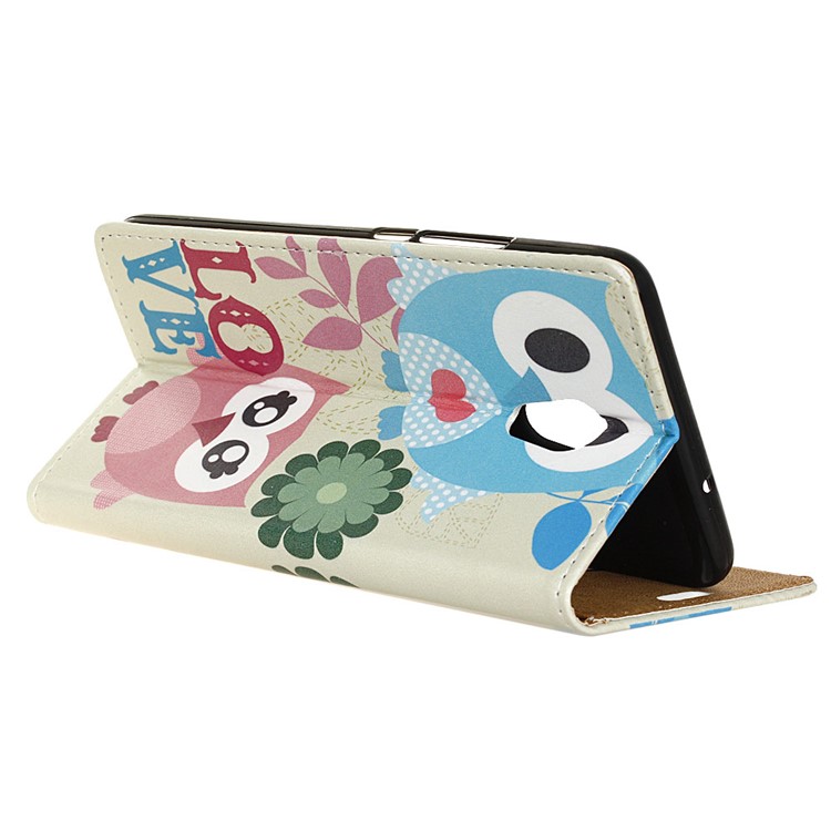 Patterned Wallet Leather Foldable Phone Shell Casing for Alcatel U5 (4G Version) - Two Lovely Owls-4