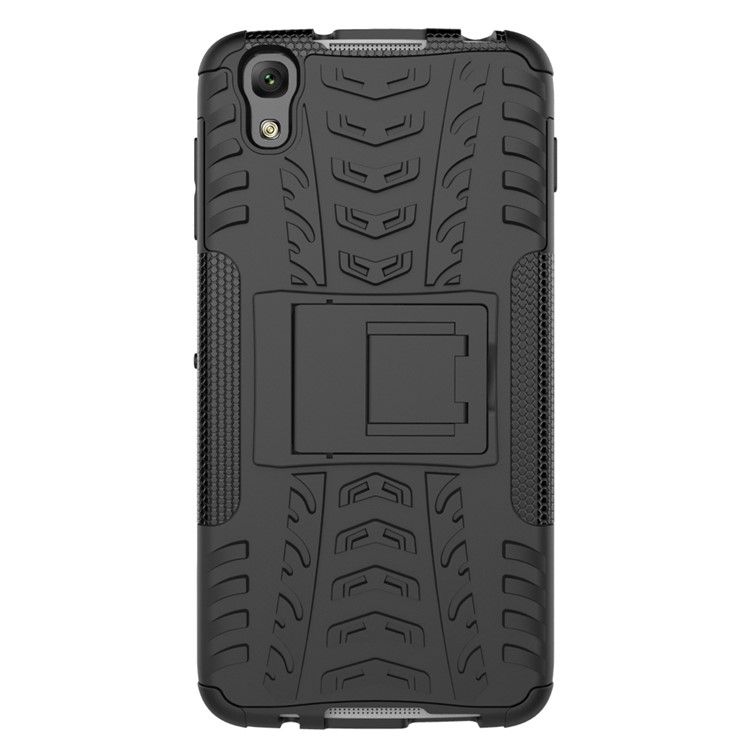 For Alcatel OneTouch Idol 4 Tyre Pattern Kickstand PC + TPU Back Case Shell - Black-10