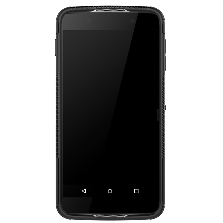For Alcatel OneTouch Idol 4 Tyre Pattern Kickstand PC + TPU Back Case Shell - Black-4