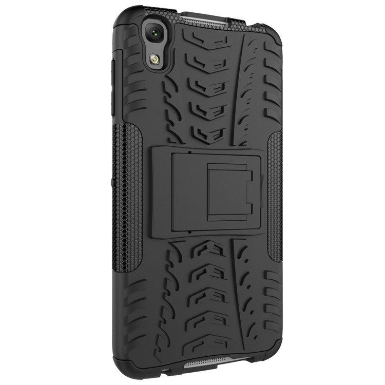 For Alcatel OneTouch Idol 4 Tyre Pattern Kickstand PC + TPU Back Case Shell - Black-8