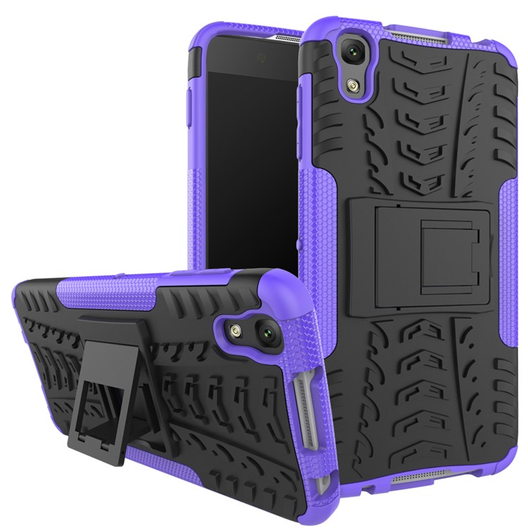 Tyre Pattern Kickstand PC + TPU 2-in-1 Hybrid Shell for Alcatel OneTouch Idol 4 - Purple-2