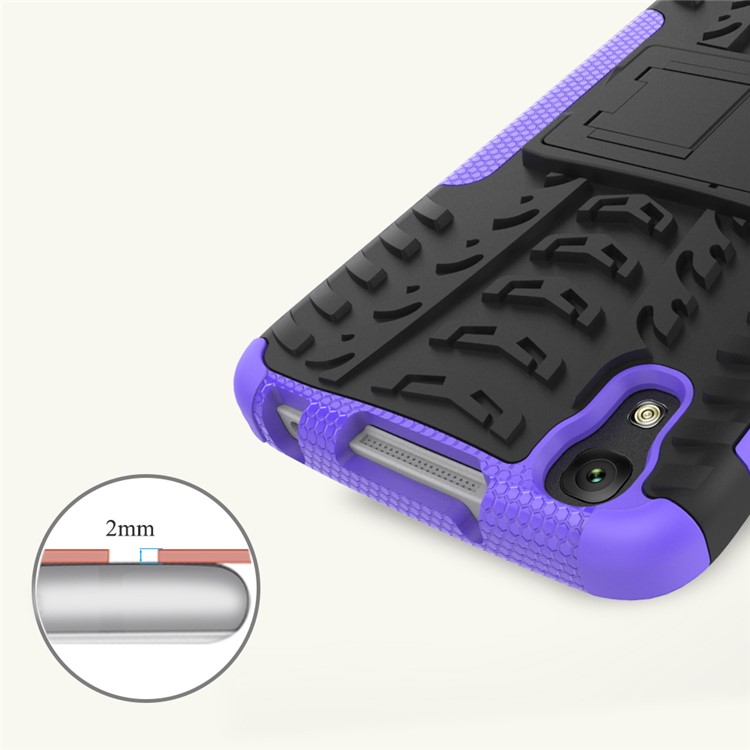 Tyre Pattern Kickstand PC + TPU 2-in-1 Hybrid Shell for Alcatel OneTouch Idol 4 - Purple-3