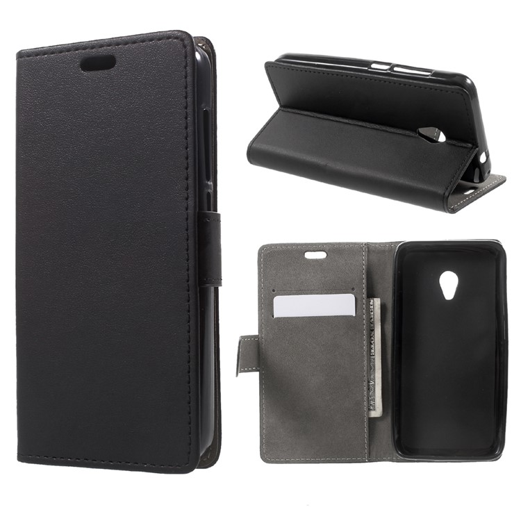 PU Leather Wallet Cell Phone Case for Alcatel U5 (4G Version) - Black-1