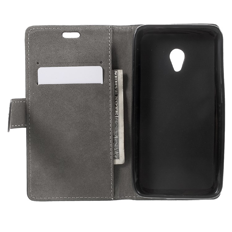 PU Leather Wallet Cell Phone Case for Alcatel U5 (4G Version) - Black-5