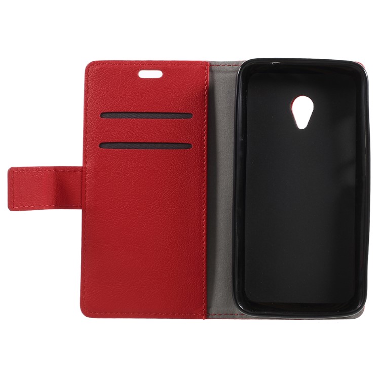 Magnetic Leather Stand Cover for Alcatel U5 (4G Version) - Red-5