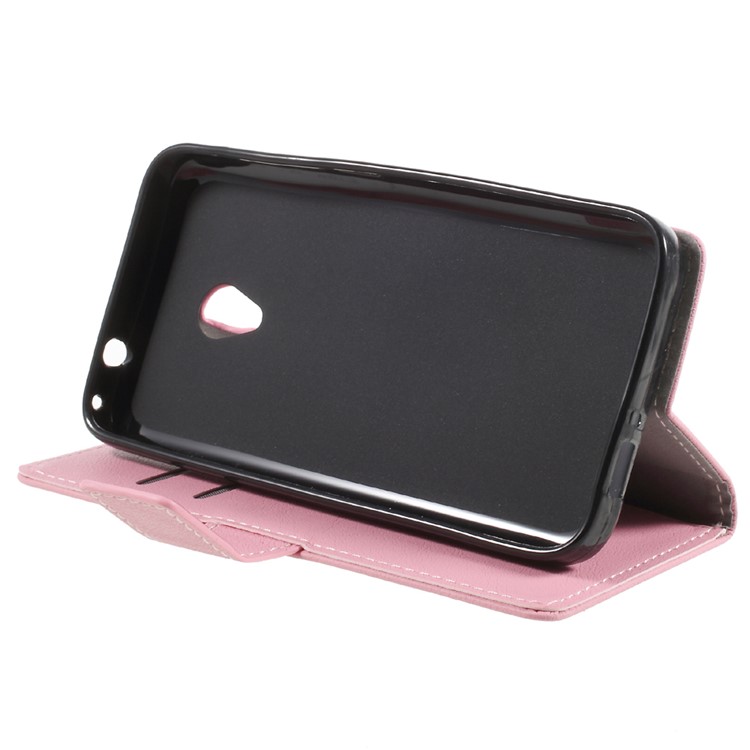 Wallet Leather Mobile Phone Case for Alcatel U5 (4G Version) - Pink-3