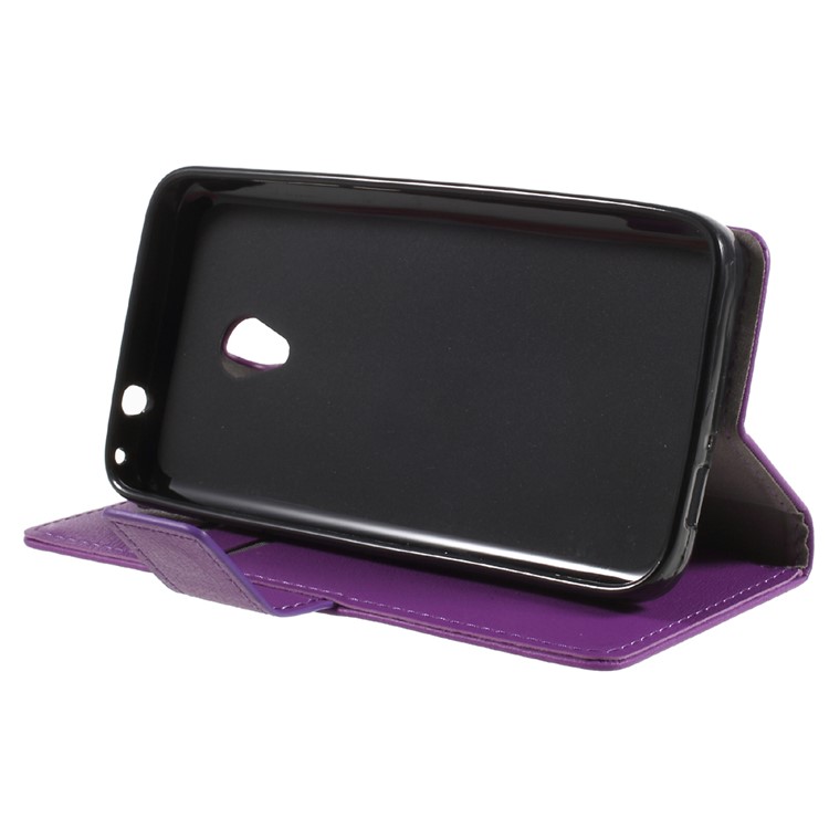 Magnetic Leather Stand Case for Alcatel U5 (4G Version) - Purple-3