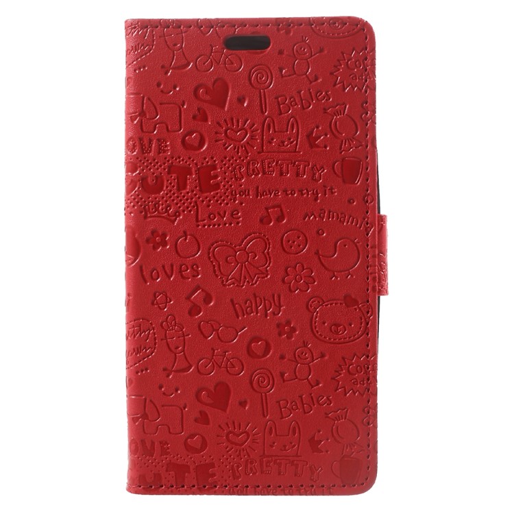 Cartoon Graffiti Leather Wallet Stand Phone Shell for Alcatel U5 - Red-2