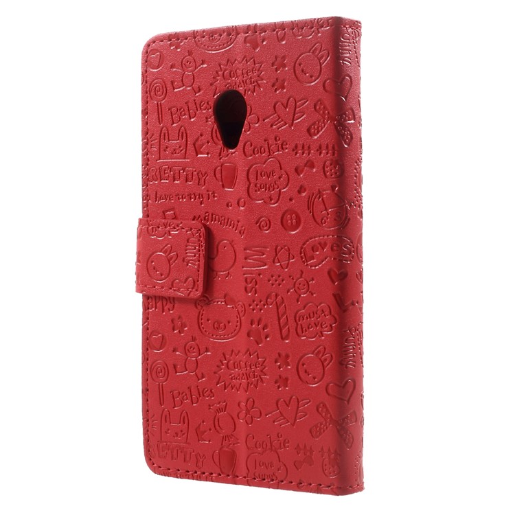 Cartoon Graffiti Leather Wallet Stand Phone Shell for Alcatel U5 - Red-3