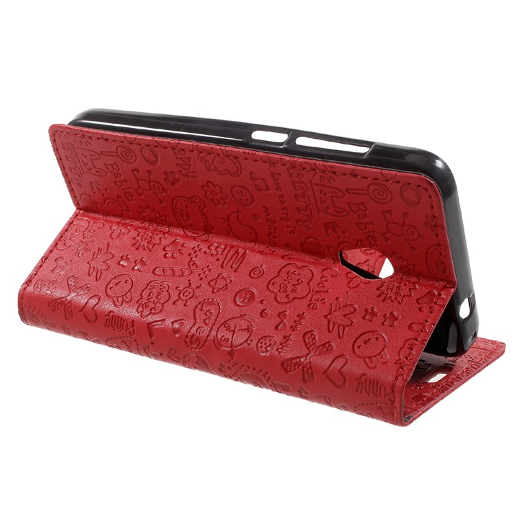 Cartoon Graffiti Leather Wallet Stand Phone Shell for Alcatel U5 - Red-4