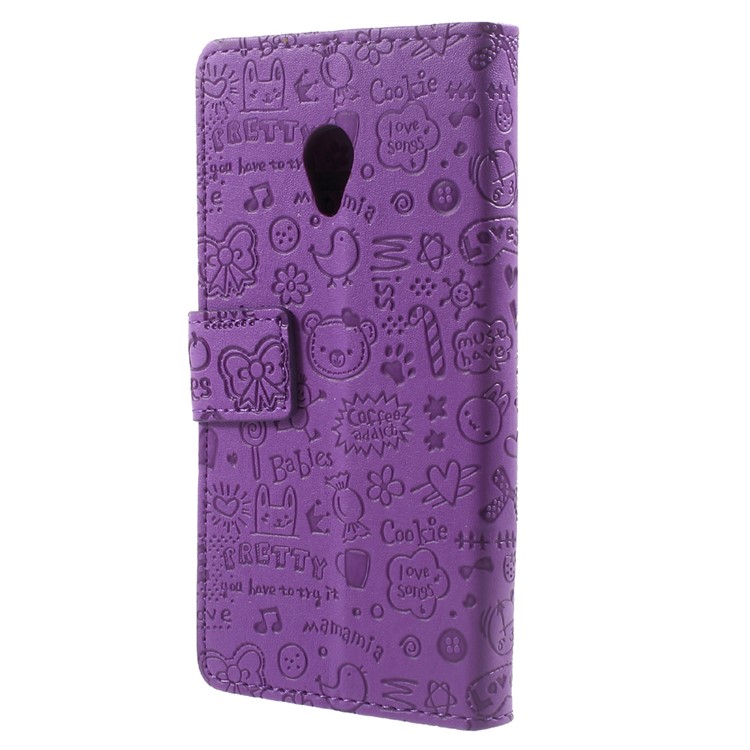 Cartoon Graffiti Leather Wallet Stand Phone Case for Alcatel U5 - Purple-3