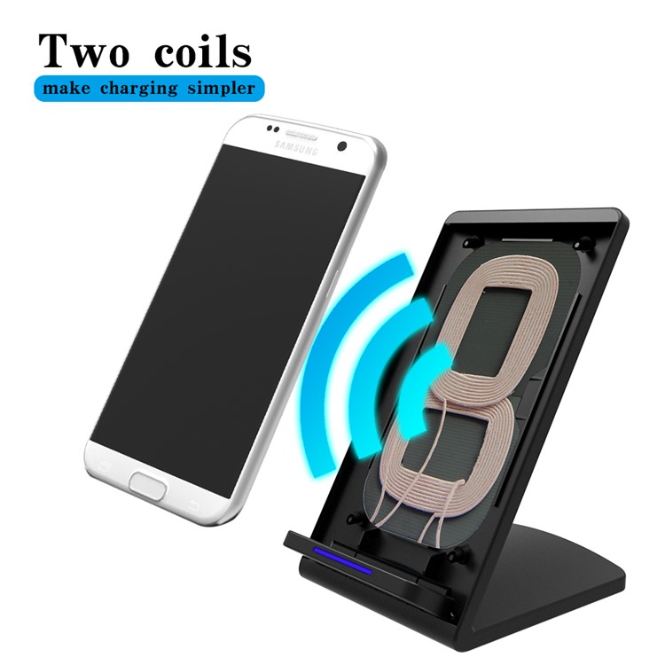 M520 9V Dual Coil Qi Wireless Charging Stand with LED Light for Samsung Galaxy S7 / S7 Edge Etc - Black-3