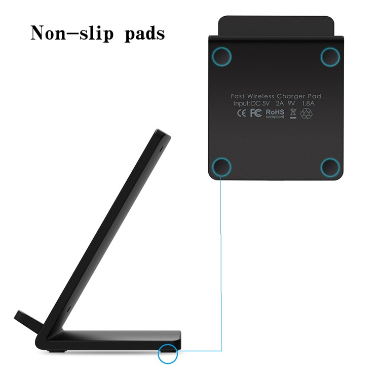 M520 9V Dual Coil Qi Wireless Charging Stand with LED Light for Samsung Galaxy S7 / S7 Edge Etc - Black-4