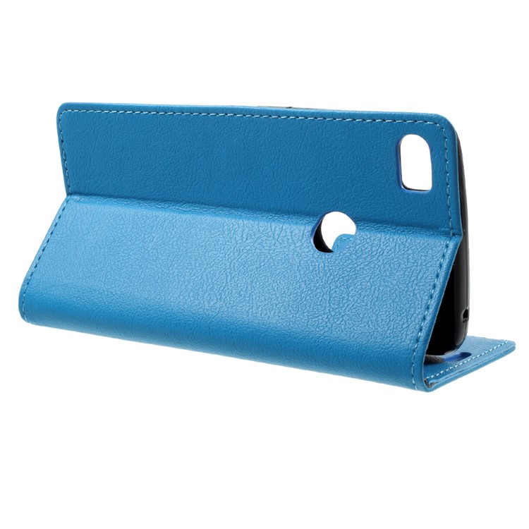 Stand Wallet PU Leather Mobile Phone Case for Alcatel Idol 5 - Blue-4