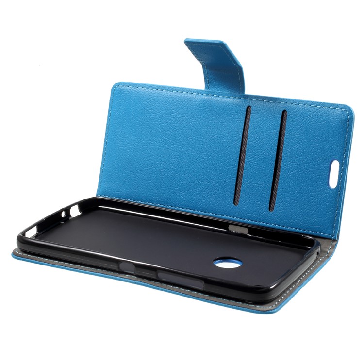 Stand Wallet PU Leather Mobile Phone Case for Alcatel Idol 5 - Blue-5