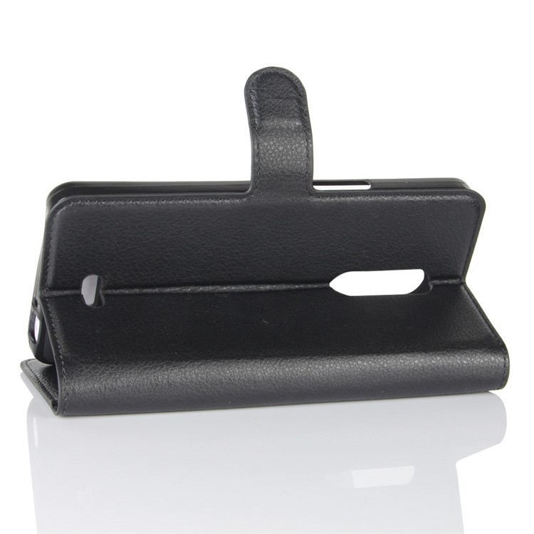 Lychee Skin Wallet Leather Stand Case for Alcatel A3 XL - Black-5