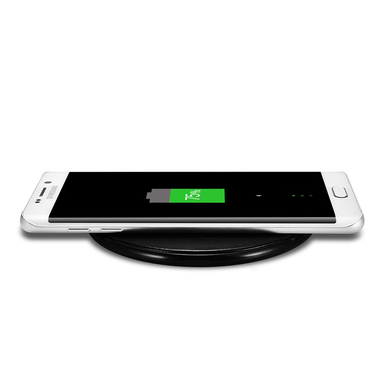 ICARER NW180F Genuine Leather Coated Plastic QI Wireless Charger Support Fast Charge for Samsung Galaxy S7 - Black-9