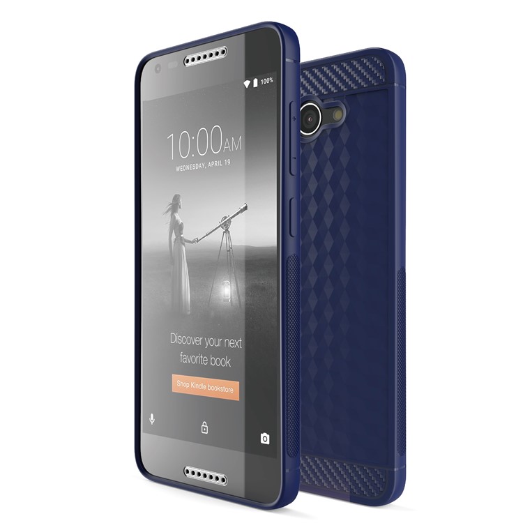 IVSO 3D Design Carbon Fiber Silicone Phone Casing for Alcatel A30 - Blue-1