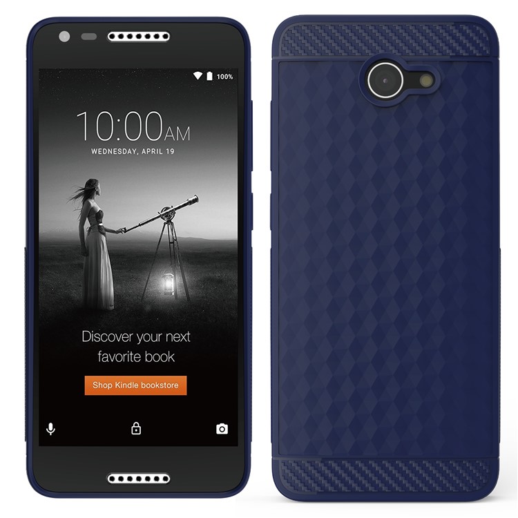IVSO 3D Design Carbon Fiber Silicone Phone Casing for Alcatel A30 - Blue-6