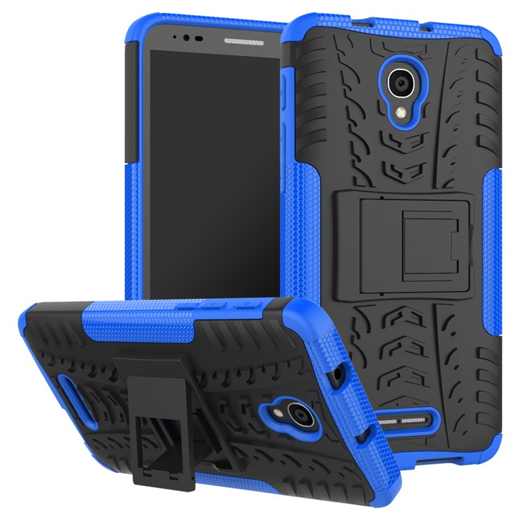 2-in-1 Tyre Pattern Kickstand PC + TPU Hybrid Phone Combo Casing for Alcatel OneTouch Pop 4 Plus - Blue-1