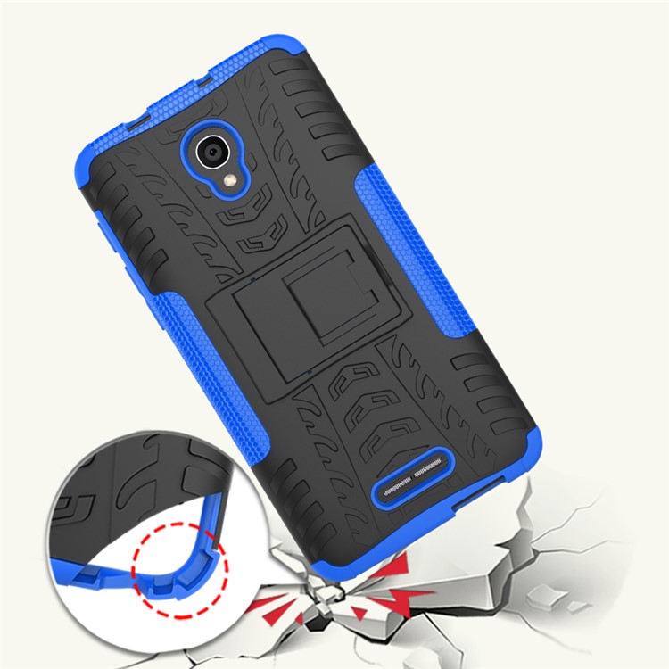 2-in-1 Tyre Pattern Kickstand PC + TPU Hybrid Phone Combo Casing for Alcatel OneTouch Pop 4 Plus - Blue-2