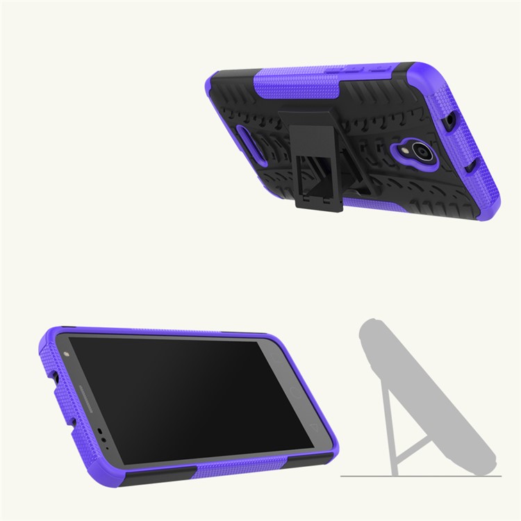 2-in-1 Tyre Pattern Kickstand PC + TPU Hybrid Phone Combo Shell for Alcatel OneTouch Pop 4 Plus - Purple-2