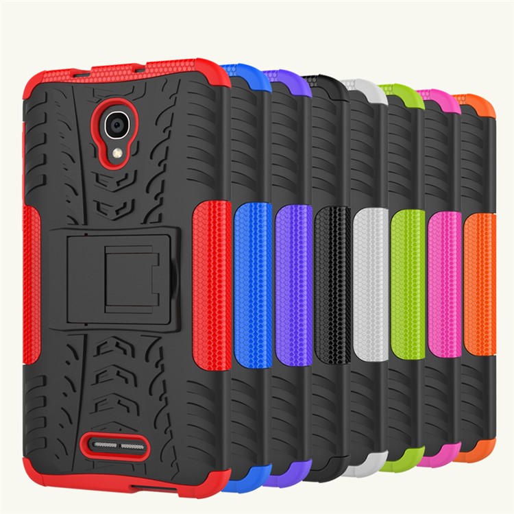 2-in-1 Tyre Pattern Kickstand PC + TPU Hybrid Phone Combo Shell for Alcatel OneTouch Pop 4 Plus - Purple-3