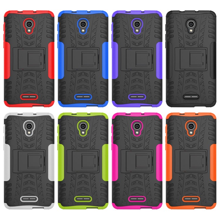 2-in-1 Tyre Pattern Kickstand PC + TPU Hybrid Phone Combo Shell for Alcatel OneTouch Pop 4 Plus - Purple-4